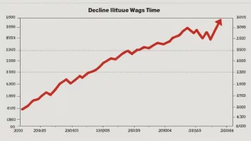 En graf som viser en nedgang i lønninger.