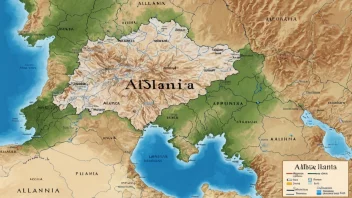 Et kart over Albania, som viser landets unike kulturelle arv og rike historie.