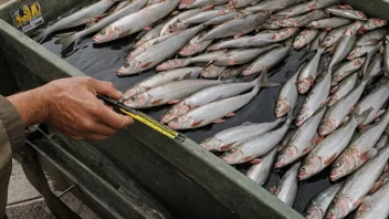 En person måler mengden av fanget fisk eller vilt i et spesifisert område.