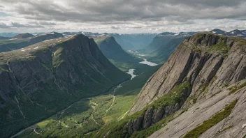 Et malerisk landskap av Samuelsbergs-området eller fjellet i Norge.