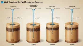 En illustrasjon av en brønniterasjonsprosess, som viser ulike faser i brønnutviklingen.