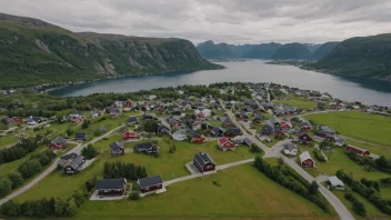 En liten by i Norge med trehus og en kirke