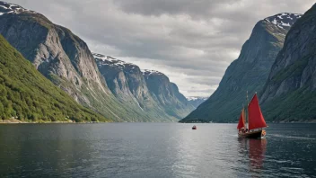 En landstedsbåt seiler gjennom en fredelig norsk landskap.