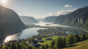 Et malerisk landskap av Fjågesunds, som viser dets naturskjønnhet og geografiske betydning.