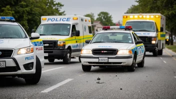 En bilulykke med en politibil og ambulanse i bakgrunnen.