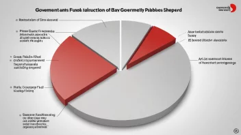 En illustrasjon av en kakediagram som viser fordelingen av statlige midler, med en rød skive som representerer reduksjonen i offentlige utgifter.