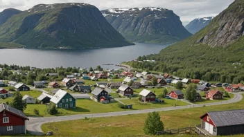 En malerisk landsby eller by i Norge med en tydelig indikasjon av navnet 'Laukviks'.