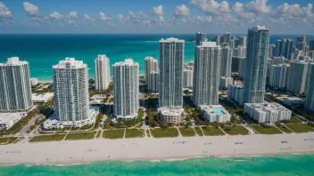 Miami Beach, et populært turistmål kjent for sine vakre strender og levende natteliv