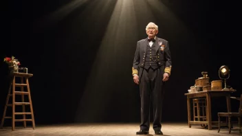 En skuespillerveteran står på en teaterscene med et spotlight som skinner ned.