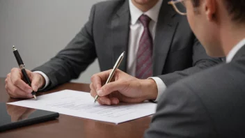 En person som signerer en kontrakt, symboliserer fullføringen eller oppfyllelsen av en avtale.