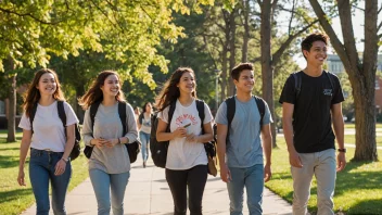 Studenter går på campus på første dag av semesteret