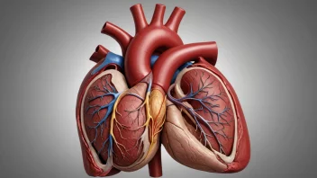 Et bilde av menneskehjertet med aortaen fremhevet.