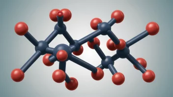 En detaljert illustrasjon av en molekylstruktur, som viser hvordan atomene og bindingene er organisert.