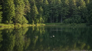 Et fredelig skogsvann med stille vann og frodig vegetasjon