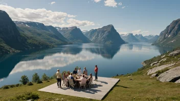 Et idyllisk sommerhus i Norge med besøkende