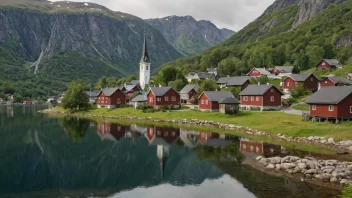 En fredelig og idyllisk landsby i Norge.