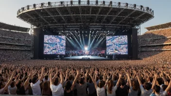 Et fullsatt stadion med en live-konsert i gang