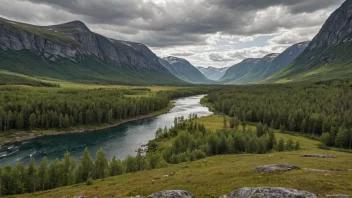 En vakker dal i Norge med en fredelig atmosfære.