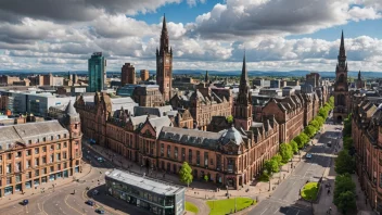 Et bybilde av Glasgow, som viser byens unike arkitektur og kulturelle landemerker.