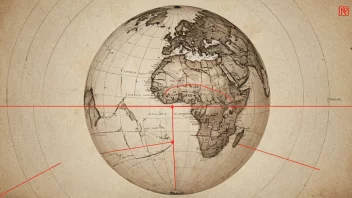 En globus med meridianer og paralleller, hvor en spesifik meridian er fremhevet.