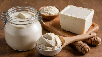 En blokk ister eller en jar med ister og en pastrybørste og en miksebolle i bakgrunnen, brukt til baking og matlaging