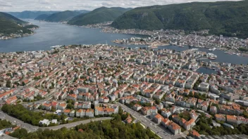 Flyfoto av Møhlenpris, et nabolag i Bergen, Norge