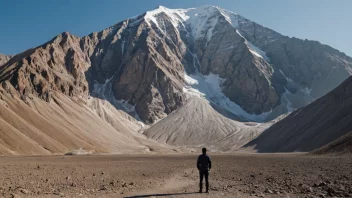 En person foran et massivt fjell