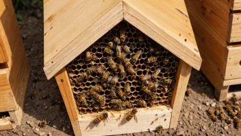 Et bikube med en bivuvakk, en spesialisert struktur for å holde biene varme og beskyttet.