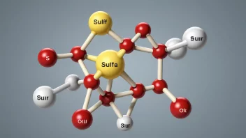 Den kjemiske strukturen til sulfat, en forbindelse som består av svovel og oksygenatomer.
