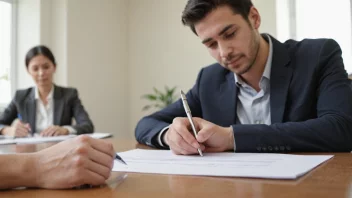 En person som signerer en låneavtale