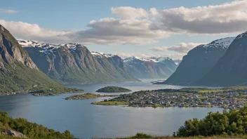 Et malerisk landskap av Øksnes kommune i Norge.