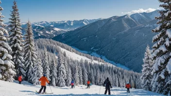 Et vinterparadis med et snødekt fjell, perfekt for å gå på ski eller snowboard.