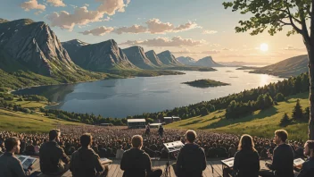 Et Trønderrock-band som spiller på scenen, med Trøndelags landskap i bakgrunnen.