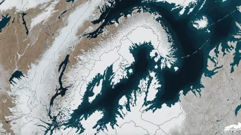 Hvitehavet, et hav som ligger mellom Russland og Skandinavia, kjent for sine kalde temperaturer og isdekte områder.