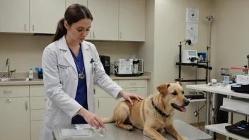 En veterinær undersøker en hund