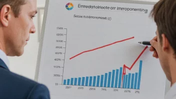 En person som sitter ved et skrivebord med en tankefull uttrykk, ser på et stykke papir med en graf eller diagram på det. Grafen eller diagrammet viser en økning eller forbedring av noe.