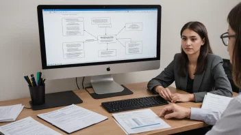 En person som vurderer og tar beslutninger basert på dokumentasjon og flytdiagrammer.