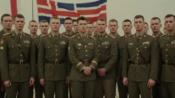 En gruppe militære offiserer og soldater i uniform, som representerer en befalsgruppe.