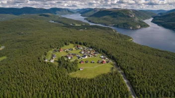 Flyfoto av Dalholen, en liten bygd i Tolga kommune, Innlandet fylke