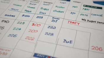 En budsjettplan eller en finansiell kalender for å illustrere begrepet budsjettordning