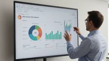 En person som presenterer data på en skjerm med en tydelig og lettfattelig visualisering.