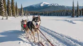 En sledehund i aksjon, som trekker en slede gjennom snøen