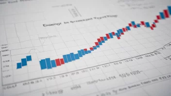 En graf som viser en økning i investeringsetterspørselen over en bestemt periode, med en bakgrunn av finansielle diagrammer og tabeller.