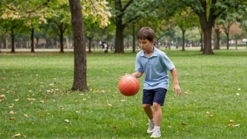 En liten gutt med et stort smil som leker i en park