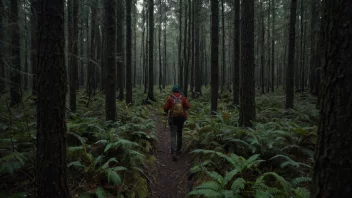 En person som kjemper for å finne veien gjennom en tett og mørk skog.