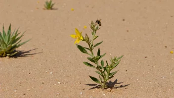 En kveikeplante med små hvite blomster og noen bier som flyr rundt den.