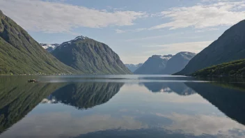 Et vakkert landskap av Åsenfjord med fjell og vann i bakgrunnen