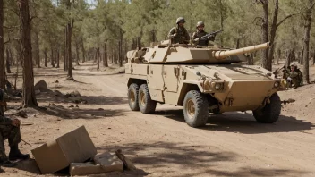 Et militærkjøretøy, som en tank eller en lastebil, designet for militære formål, inkludert transport av personell og materiell i stridssituasjoner.