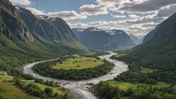 En vakker norsk dal med en fredelig atmosfære.