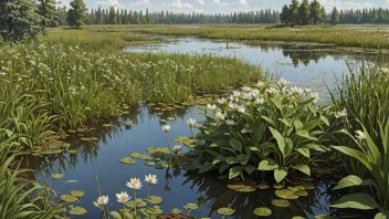 En brennkvikk-plante som vokser i et våtmarksområde.